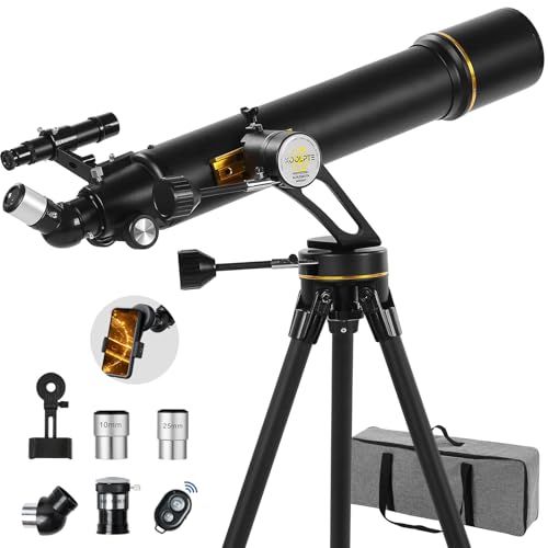 【新品】天体望遠鏡 90mm??径 700mm焦点距離 - Vertisteel AZ マウントベース、高精度調整 (28x-210x)、天文学者と大人＆子供に最適、ワイヤレスリモート、電話アダプタ付き旅行望遠鏡 (ブラック) 1a71d6c1