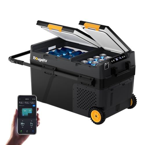 【新品】【リン酸鉄バッテリー内蔵可能】 車載冷蔵庫 40L ポータブル冷蔵庫 別売りバッテリーで【最長 28 時間連続稼働】 -20℃?20℃ 2室個別温度設定 APP遠隔操作 IPX4防水 AC100V/DC12V/24V 省エネ 静音 2 1a364b07