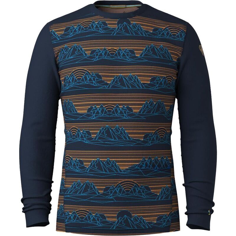 スマートウール メンズ トップス Tシャツ Smartwool Merino 250 Baselayer Crew Mens Deep Navy Geo Peaks ネイビー