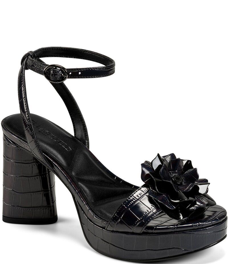 カール ラガーフェルド レディース シューズ サンダル フラワー柄 プリント アンクル フラワー KARL LAGERFELD PARIS Haden Croc Print Floral Ornament Ankle Strap Dress Sandals B