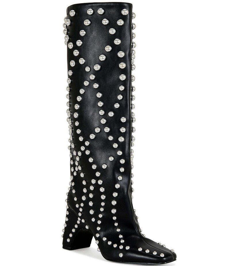 アザレア ワン レディース シューズ ブーツ・レインブーツ トール ブーツ Azalea Wang Wells Studded Tall Boots Black ブラック