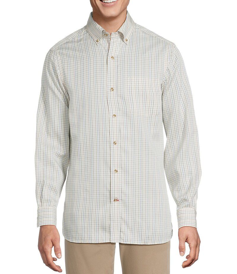 ダニエル クレミュ メンズ トップス シャツ Cremieux Blue Label Thin Line Check Twill Long Sleeve Woven Shirt Cream クリーム