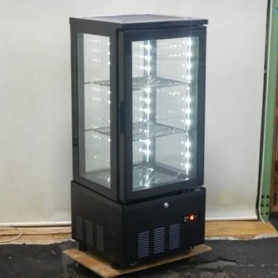 (代引不可)2024年製 JCM RITS-78 LED照明付 卓上 冷蔵ショーケース W434D398H1004mm 74L 4面ガラス 前扉 棚2段 42kg