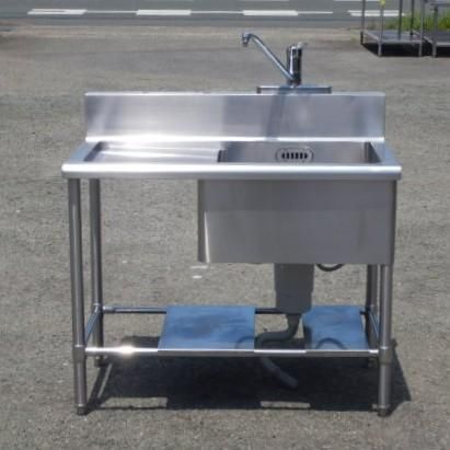 業務用 ステンレス 台付 1槽 シンク 右槽 W1000 D600 H800(+150)mm W100D60H80cm 厨房 槽内寸W500D428深300mm