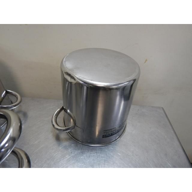 【4個セット】クローバー 18-8 ステンレス 丸 テーパー キッチンポット ふたなし 手付 24cm 9.5L W250手47mm 1.1kg 寸胴鍋