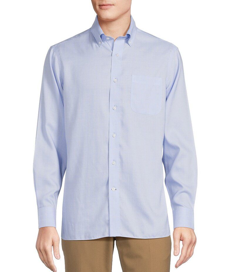 ダニエル クレミュ メンズ トップス シャツ Daniel Cremieux Signature Label NonIron Windowpane Long Sleeve Woven Shirt Light Blue ブルー