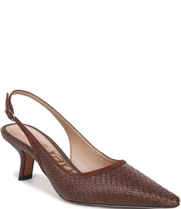 サムエデルマン レディース シューズ ヒール スエード Sam Edelman Bianka Woven Raffiand Suede Pointed Toe Slingback Pumps Bourbon