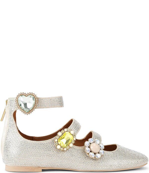 カートジェイガーロンドン レディース シューズ パンプス Kurt Geiger London Crystal Embellished Jewel Ornamented Gladiator Mary Jane Ballet Flats Champagne シャ