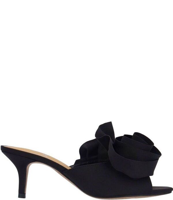 ジェイレニー レディース シューズ サンダル フリル サテン J Renee Briston Satin Ruffle Flower Ornamentedresslide Sandals Black ブラック