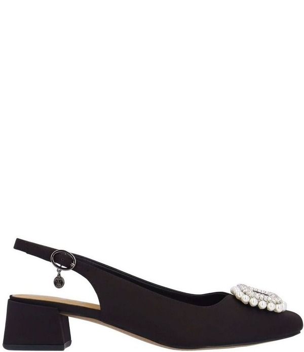 ジェイレニー レディース シューズ パンプス サテン J Reneeudora Satin Pearl Ornament Slingback Pumps Black ブラック