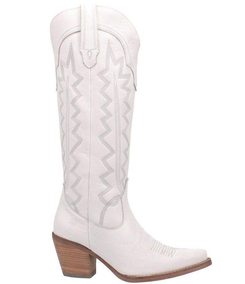 ディンゴ レディース シューズ ブーツ・レインブーツ トール コットン ブーツ レザー Dingo High Cotton Leather Tall Western Boots White ホワイト