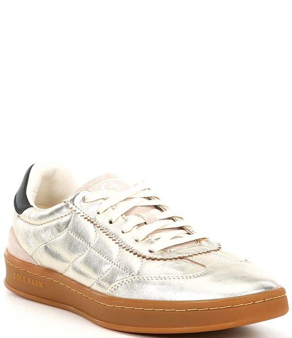 コールハーン レディース ボトムス カジュアルパンツ トール スニーカー レザー Cole Haan Womens GrandPro Breakaway Metallic Leather Sneakers GoldBirchBlack ブラック
