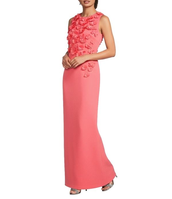 バッジェリーミシュカ レディース トップス ワンピース ハイネック フラワー柄 フラワー Belle by Badgley Mischkava High Neck 3D Cascading Floral Sheath Gown Coral コーラル