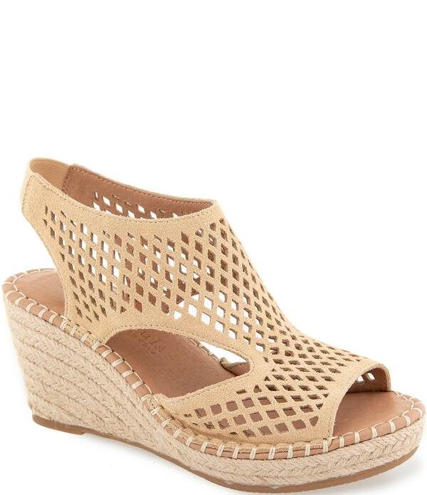 ジェントルソウルズ レディース シューズ スリッポン・ローファー サンダル スエード Gentle Souls Cody Perforated Suedespadrille Wedge Sandals Croissant