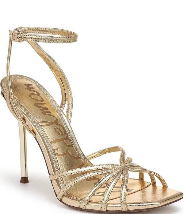 サムエデルマン レディース シューズ サンダル アンクル レザー Sam Edelman Lili Leather Ankle Strap Stiletto Dressandals Amber Gold アンバー
