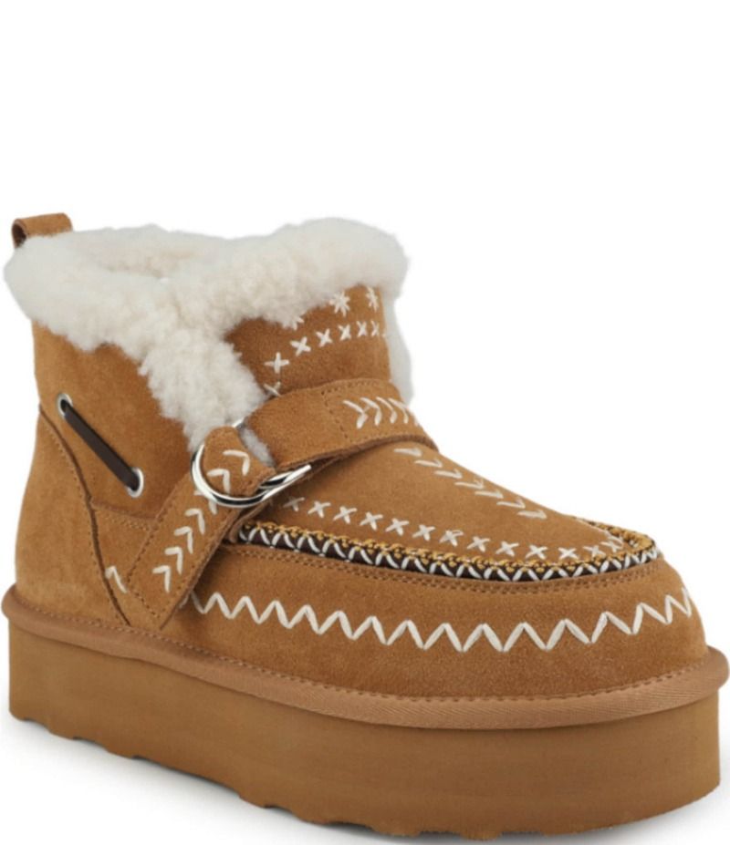 ヴィンテージハバナ レディース シューズ ブーツ・レインブーツ プラットフォーム スエード ブーツ Vintage Havana Grand Suede Platform Booties Chestnut