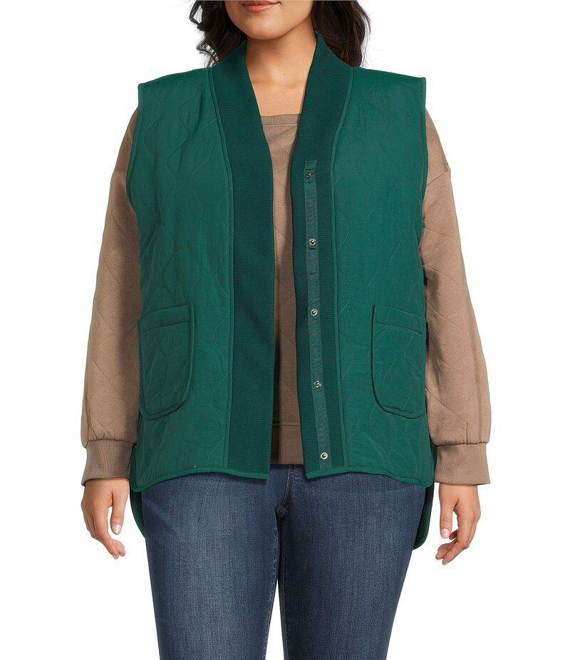 ウエストバウンド レディース アウター ベスト Vネック プラスサイズ Westbound Plus Size Reversible Sherpa VNeck Open Front Vest Rain Forest フォレスト