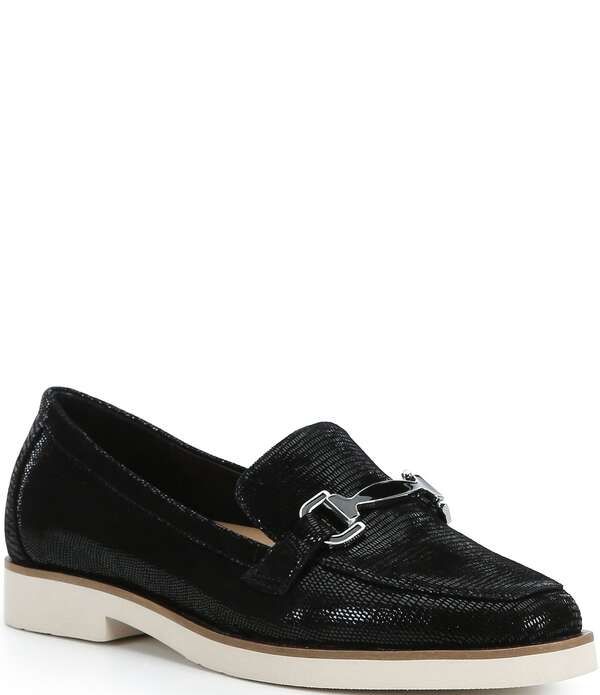 アレックスマリー レディース シューズ スリッポン・ローファー レザー Alex Marie Grant Embossed Leather Bit Buckle Loafers Black ブラック