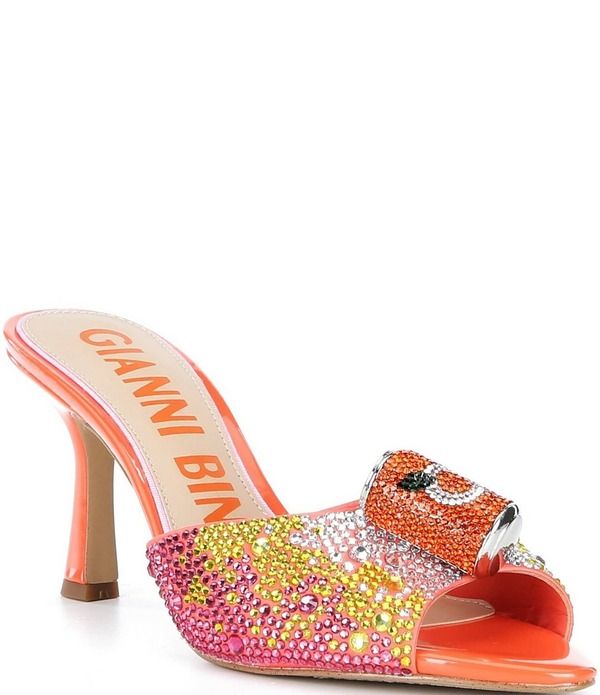 ジャンビニ レディース シューズ サンダル Gianni Bini Popz Three Orange Soda Rhinestone Dresslide Sandals Cara Orange オレンジ
