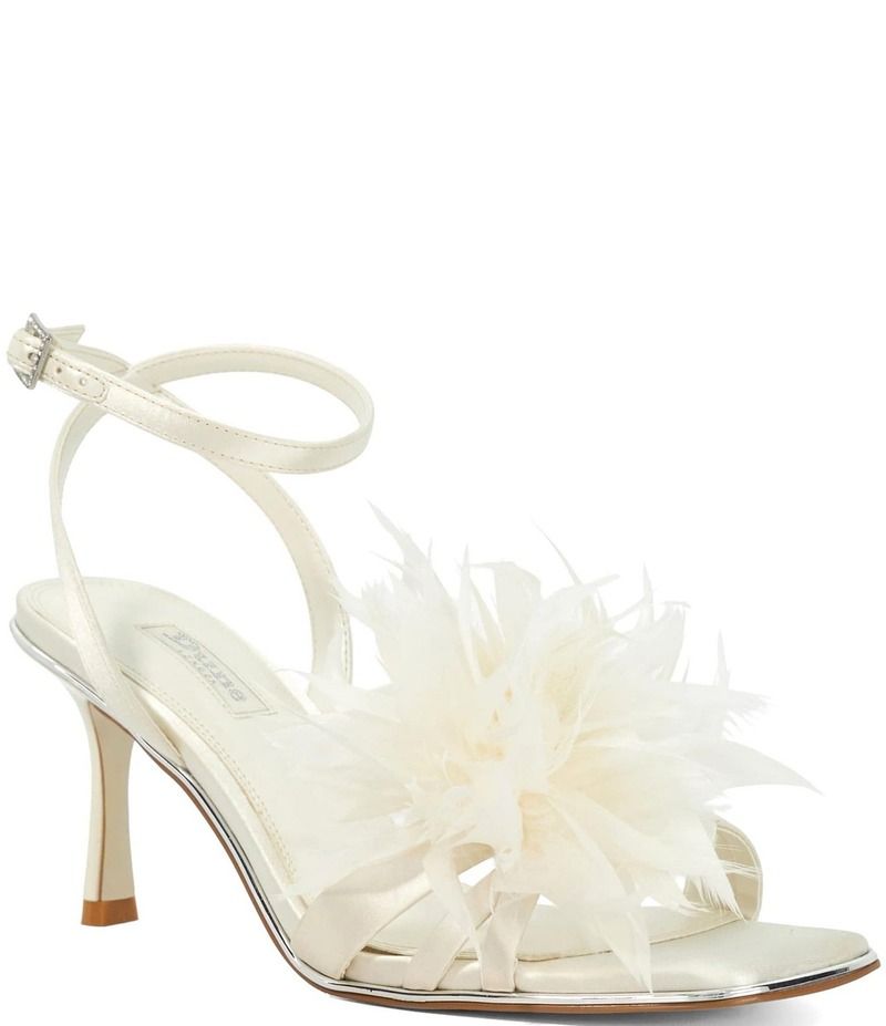 デューンロンドン レディース シューズ サンダル サテン Dune London Mylove Satin Feather PomPom Dress Sandals Ivory アイボリー