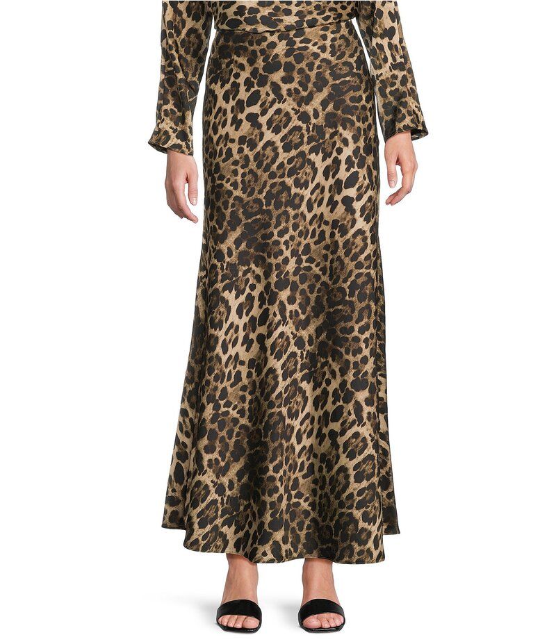アントニオ メラーニ レディース ボトムス スカート プリント サテン マキシ Antonio Melani Animal Printed Bella Satin Coordinating Maxi Skirt Leopard アニマル