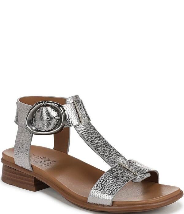 ナチュライザー レディース シューズ サンダル トール アンクル Naturalizer Brandy Metallic Big Buckle Hardware TStrap Ankle Wrap Sandalsoft Pewter ピューター