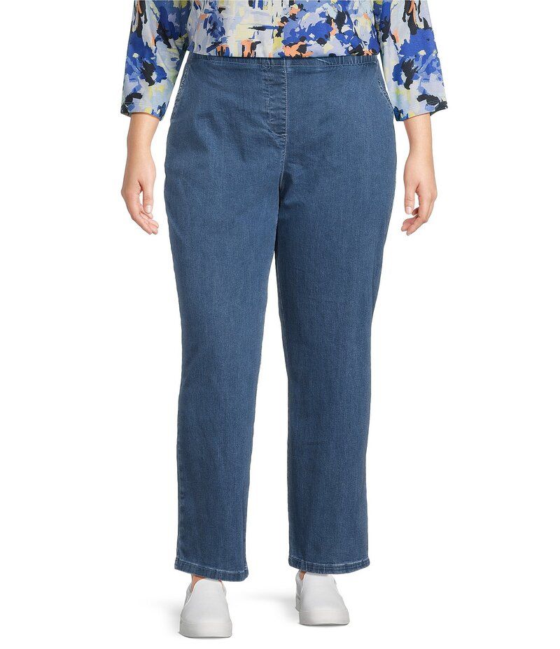 アリソン デイリー レディース ボトムス デニムパンツ ストレート プラスサイズ パンツ デニム Allison Daley Plus Size Straight Leg Stretch Denim Elastic Waist PullOn Pants Cha 15,106円