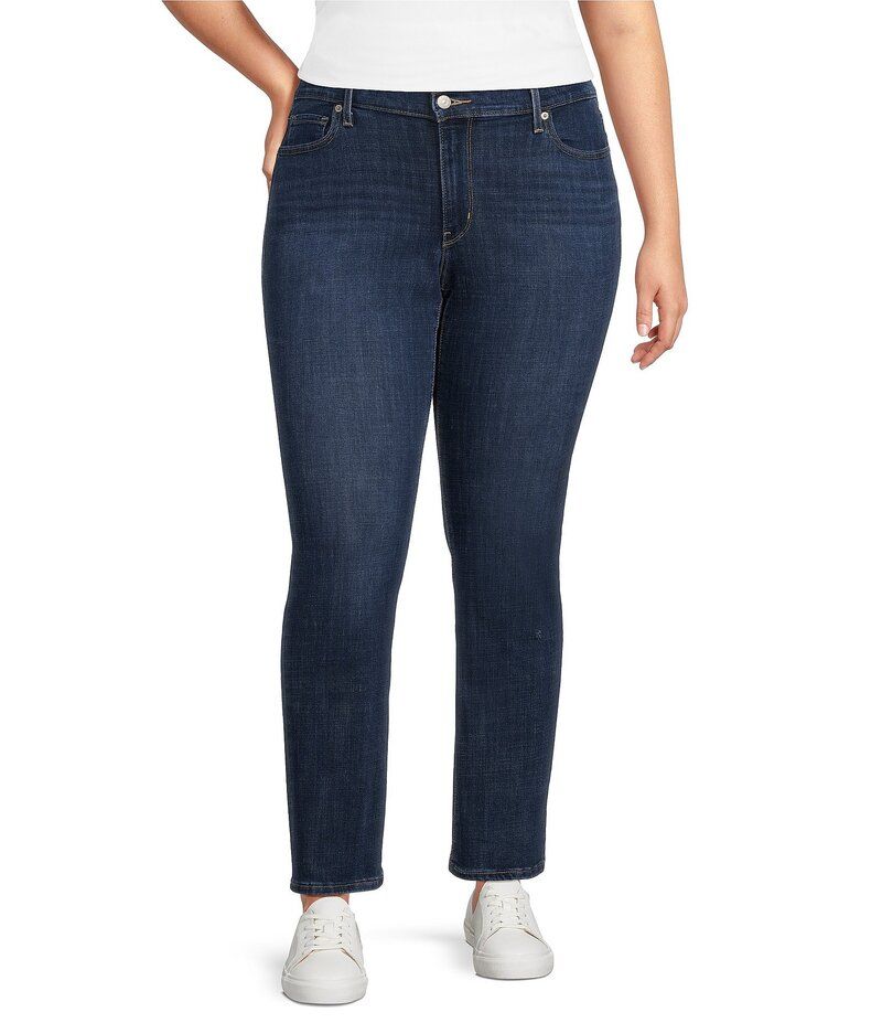 リーバイス レディース ボトムス デニムパンツ ストレート プラスサイズ デニム ジーンズ LevisR 414 Plus Size Classic Mid Rise Straight Leg Stretch Denim Jeans Lapis Dark Ho