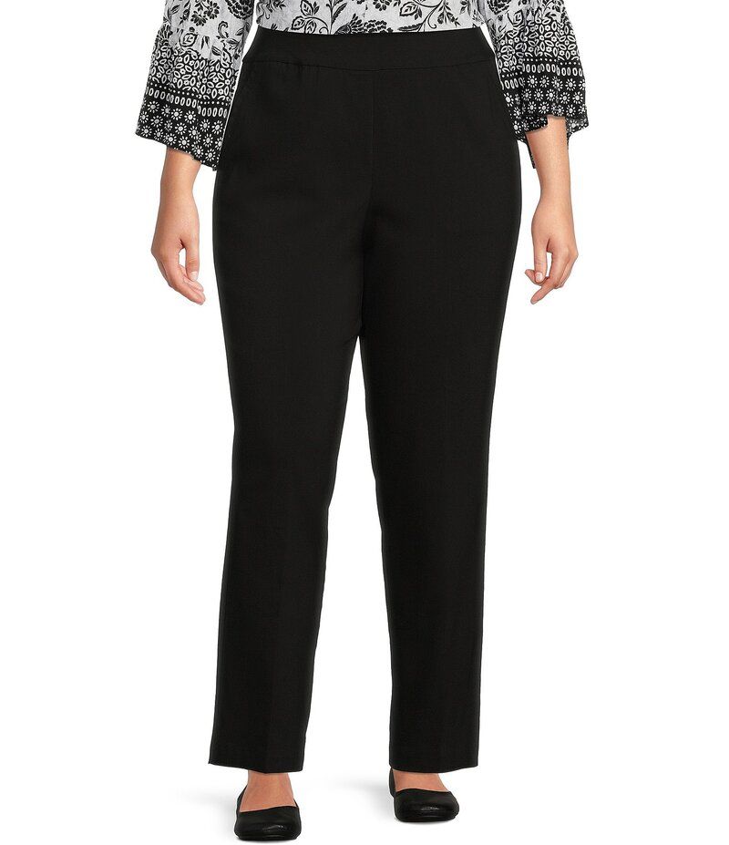 アリソン デイリー レディース ボトムス カジュアルパンツ ストレート プラスサイズ パンツ Allison Daley Plus Size Straight Leg PullOn Pants Black ブラック
