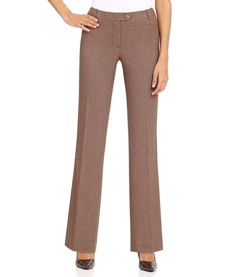 カルバンクライン レディース ボトムス カジュアルパンツ プチ パンツ Calvin Klein Petite Size Classic Trouser Leg Slightly Flared Hem Pants Heather Taupe ヘザー