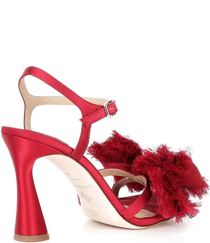 アントニオ メラーニ レディース シューズ サンダル サテン Antonio Melani Zora Satin Frayed Bow Dressandals Garnet Red レッド