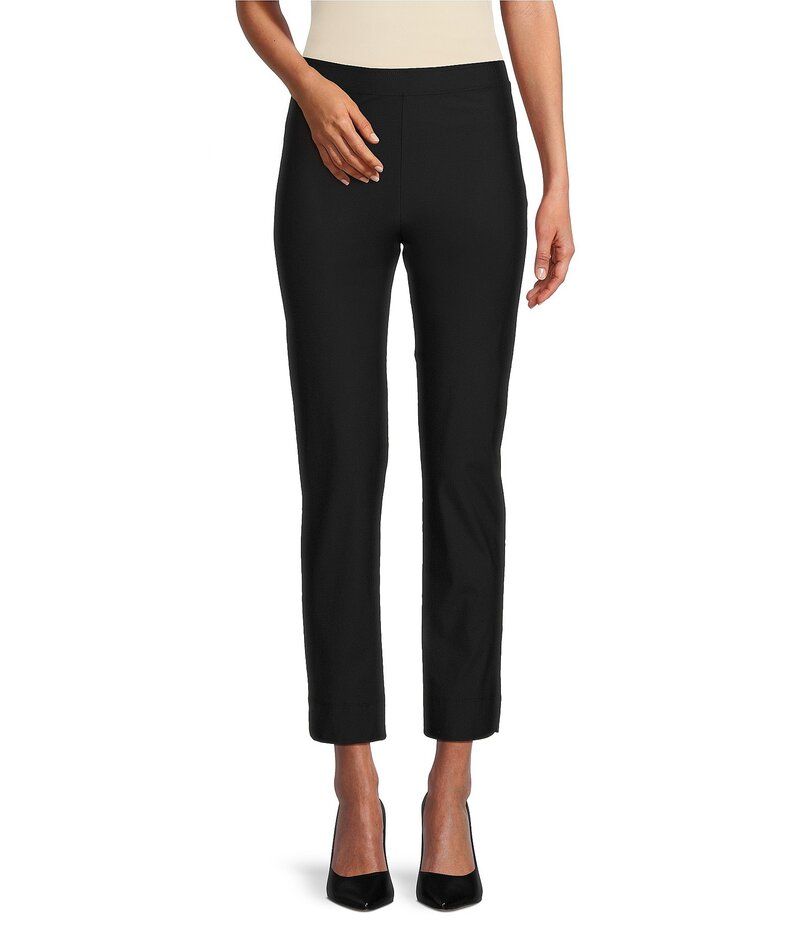 アイシーコレクション レディース ボトムス カジュアルパンツ パンツ アンクル IC Collection Stretch Woven Slim Leg Slit Hem Ankle Pants Black ブラック