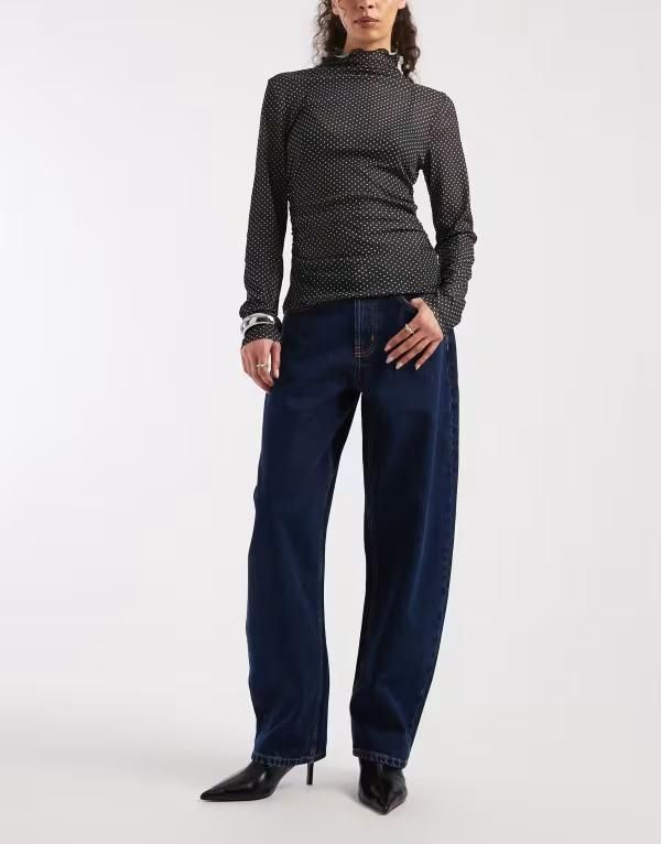 エイソス レディース ボトムス デニムパンツ ジーンズ ASOS DESIGN slim barreleg jeans in rich rinse wash RICH RINSE WASH