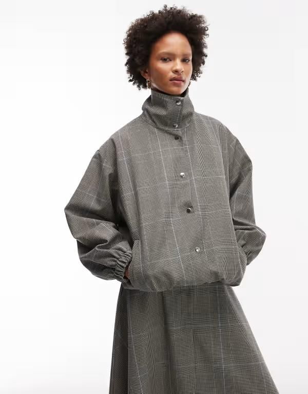 エイソス レディース アウター ジャケット・ブルゾン スタンドネック ジャケット ASOS DESIGN tailored funnel neck jacket in mixed plaid Mixed check チェック