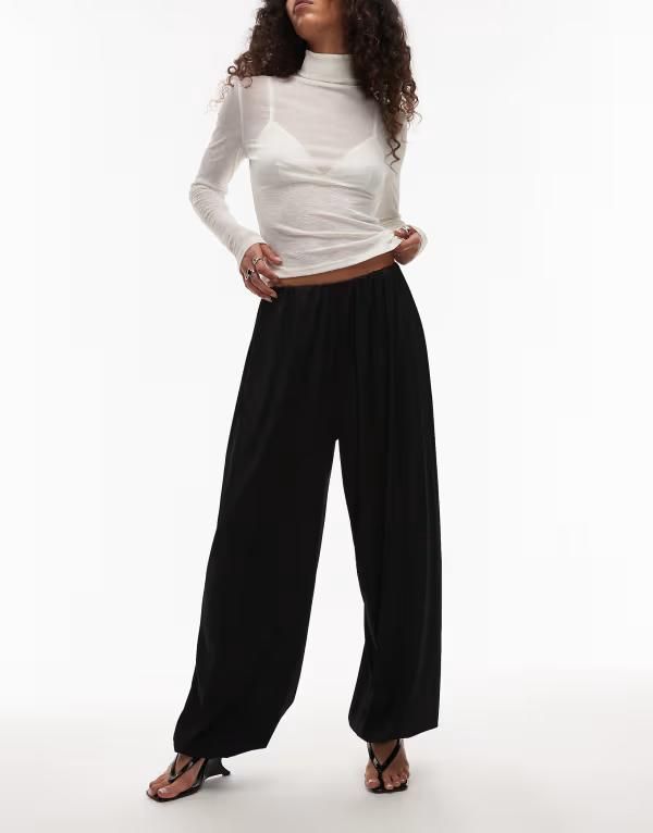 エイソス レディース ボトムス カジュアルパンツ パンツ サテン ASOS DESIGN satin twill balloon pants Black ブラック