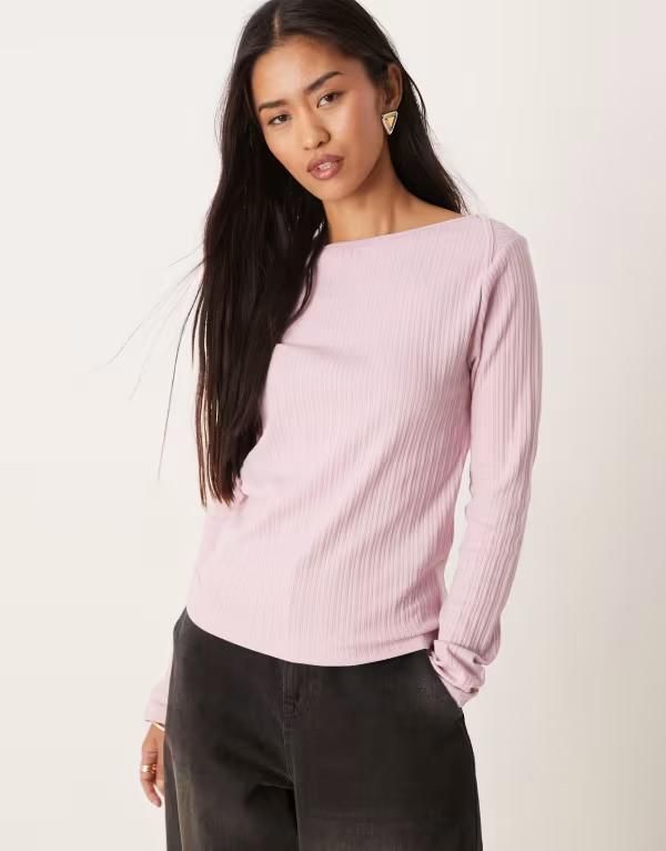 ジェイディーワイ レディース トップス Tシャツ リブ JDY boatneck ribbed top Fragrant lilac ライラック