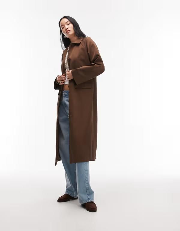 エイソス レディース アウター ジャケット・ブルゾン コート ASOS DESIGN raglan sleeve longline car coat in chocolate Chocolate チョコレート