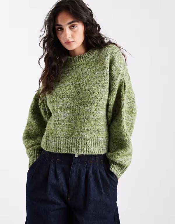エイソス レディース アウター ニット・セーター セーター ASOS DESIGN multiply sleeve detail sweater and GreenBlue ブルー