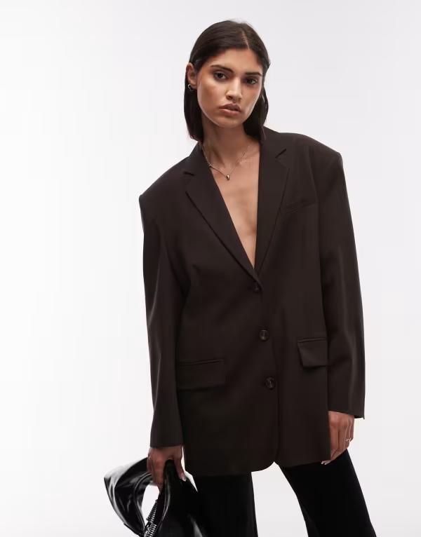 エイソス レディース アウター ジャケット・ブルゾン ブレザー ASOS DESIGN oversized single breasted blazer in chocolate Chocolate チョコレート