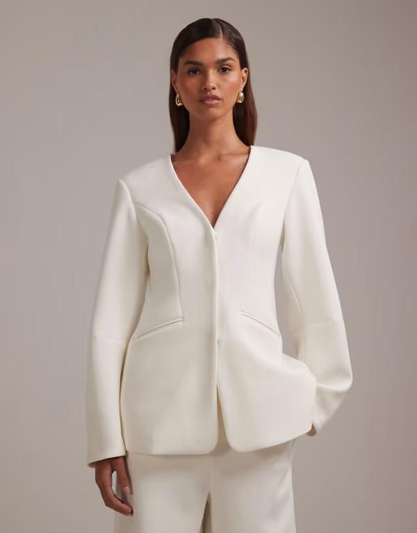 エイソス レディース アウター ジャケット・ブルゾン ブレザー ASOS DESIGN bridal structured blazer Ivory アイボリー