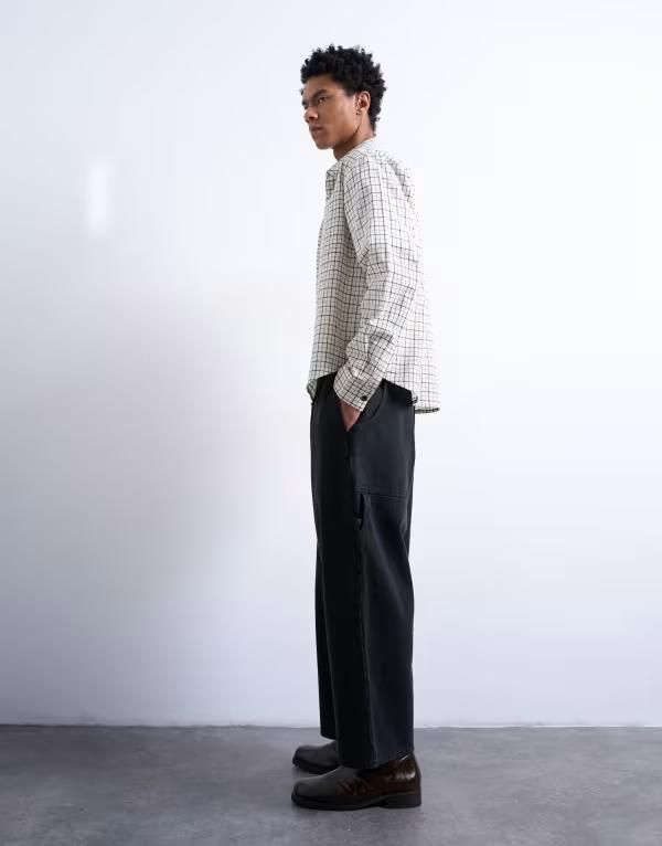 トップマン メンズ ボトムス カジュアルパンツ Topman barrel twill carpenter Black ブラック トップマン メンズ ボトムス カジュアルパンツ Topman barrel twill carpenter Black ブラック