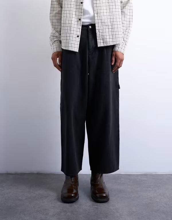 トップマン メンズ ボトムス カジュアルパンツ Topman barrel twill carpenter Black ブラック トップマン メンズ ボトムス カジュアルパンツ Topman barrel twill carpenter Black ブラック