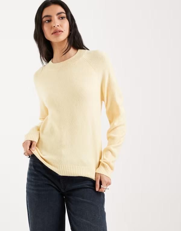 ヴェロモーダ レディース アウター ニット・セーター Vero Moda round necknit sweater in heathered golden yellow Golden haze イエロー