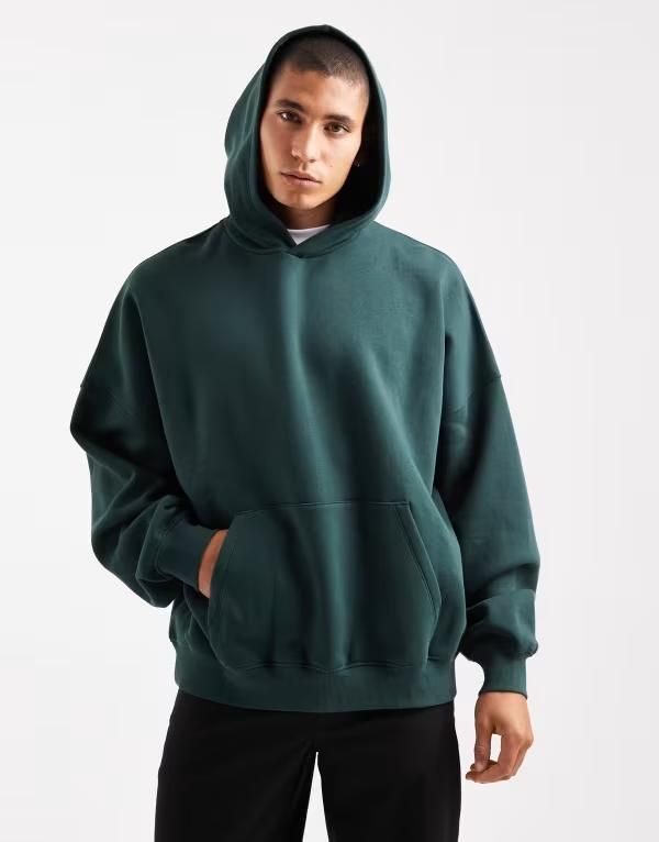エイソス メンズ アウター パーカー・スウェット パーカー ASOS DESIGN essentials extreme oversized hoodie Darkest spruce グリーン