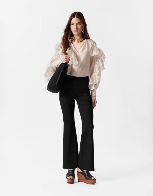アンドアザーストーリーズ レディース ボトムス カジュアルパンツ フレア パンツ ジャージー Other Stories structured heavyweight jersey pullon pants with flare leg Black ブラック