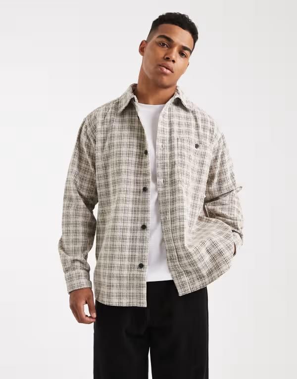 オンリーアンドサンズ メンズ トップス シャツ ONLY SONS cord overshirt in dark cream plaid Olive night オリーブ