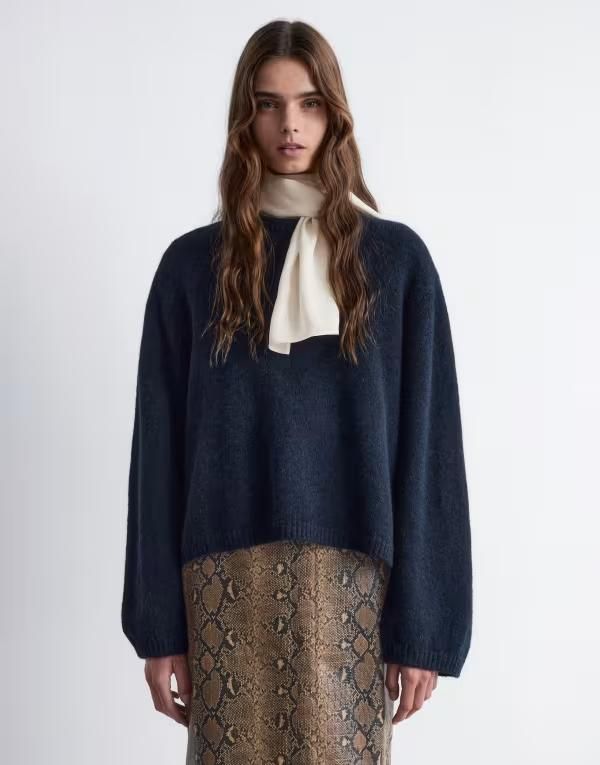 アンドアザーストーリーズ レディース アウター ニット・セーター ウール セーター Other Stories super soft alpaca and wool sweater with wide sleeves in dark Dark blue ブルー