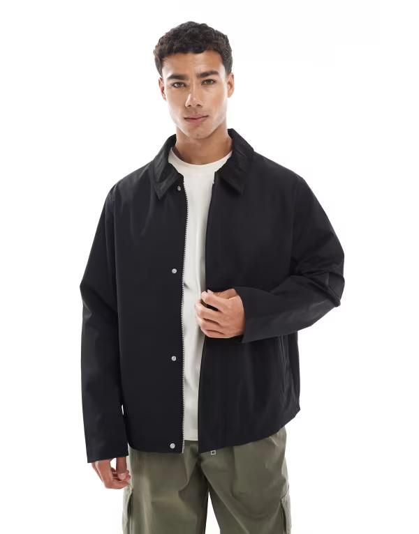 ジャック アンド ジョーンズ メンズ アウター ジャケット・ブルゾン コーデュロイ ジャケット Jack Jones harrington jacket with corduroy collar Black ブラック