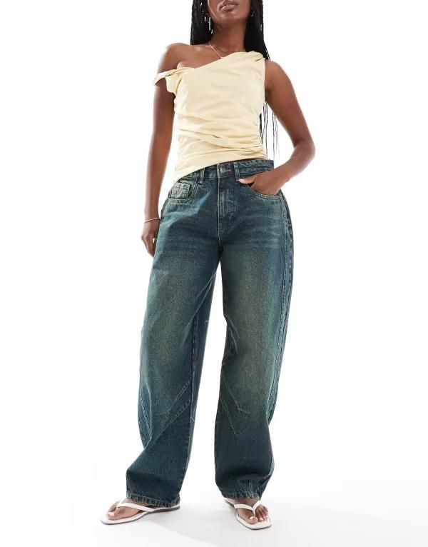 デイジーストリート レディース ボトムス デニムパンツ ローライズ ジーンズ Daisy Street low rise barrel jeans BLUE ブルー