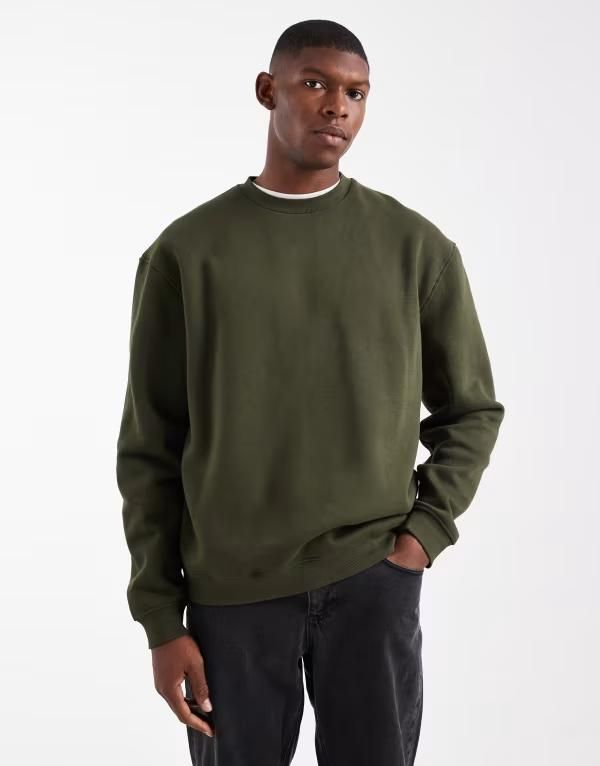 エイソス メンズ アウター パーカー・スウェット リラックスフィット スウェット シャツ ASOS DESIGN essentials relaxed fit sweatshirt Forest night フォレスト